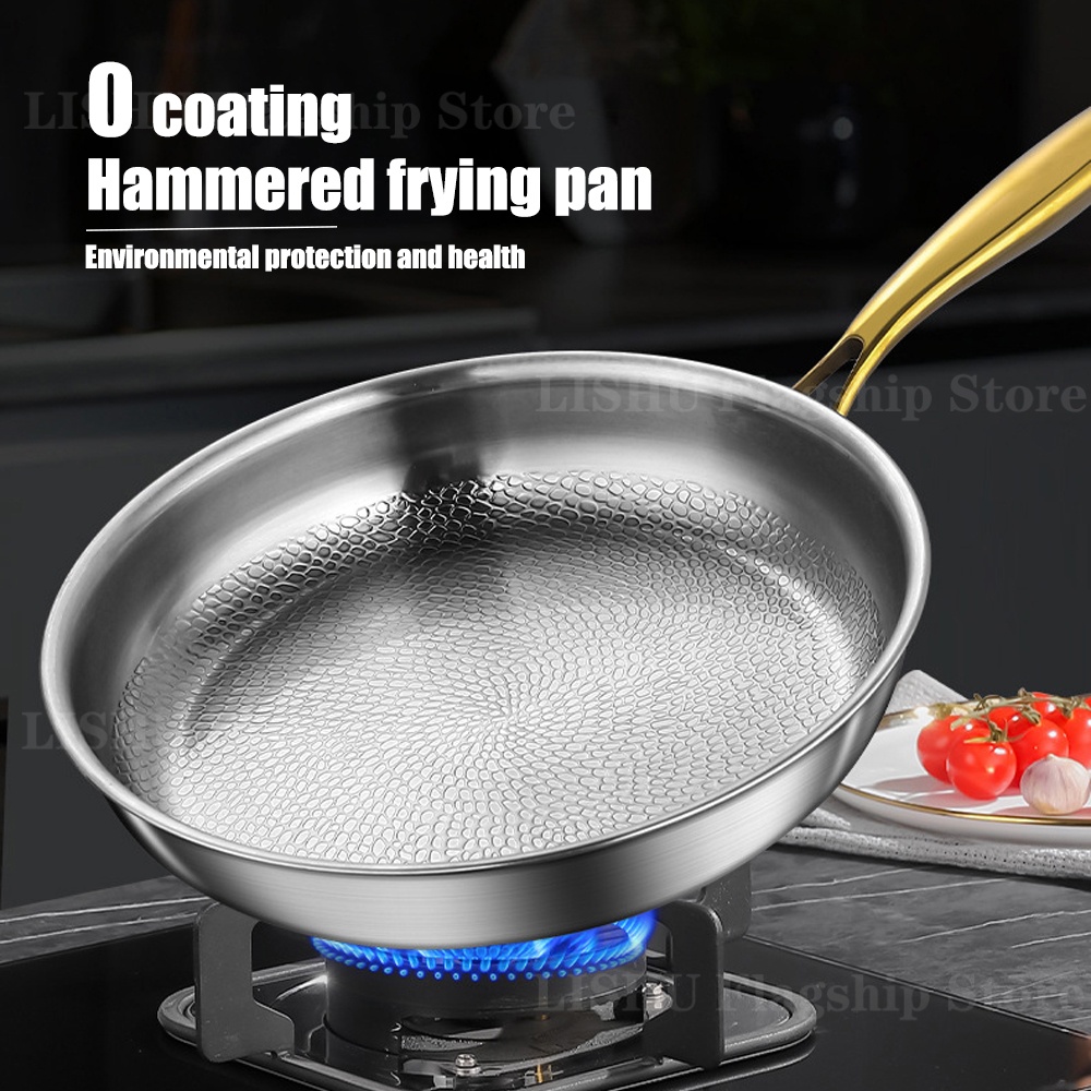 Home Cooking Cookbook - 22/24/26/28/30cm Titan-Edelstahl-Bratpfanne Antihaft-Wok für Zuhause, Eier-
