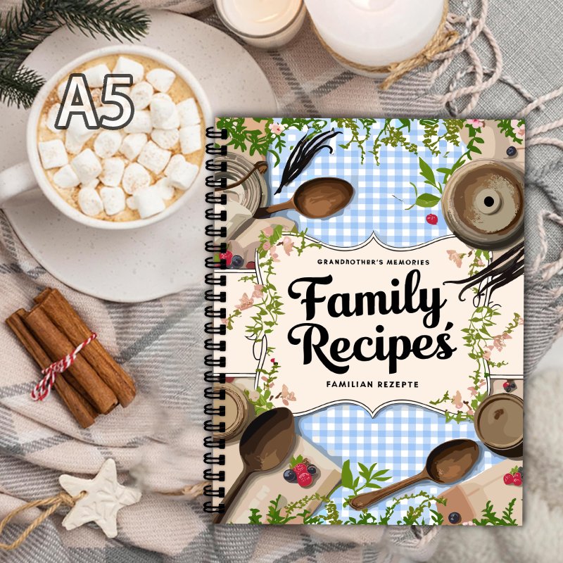 A5 Rezeptbuch, blaues Raster,  – Home Cooking Cookbook Bewertung und Preis